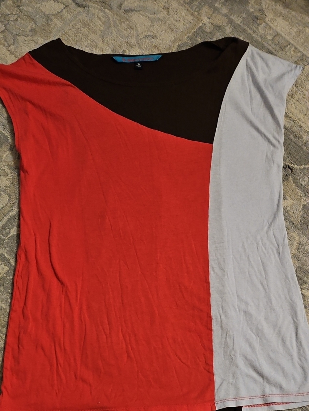 Colorblock Pink, Brown & Light Blue Women's Top